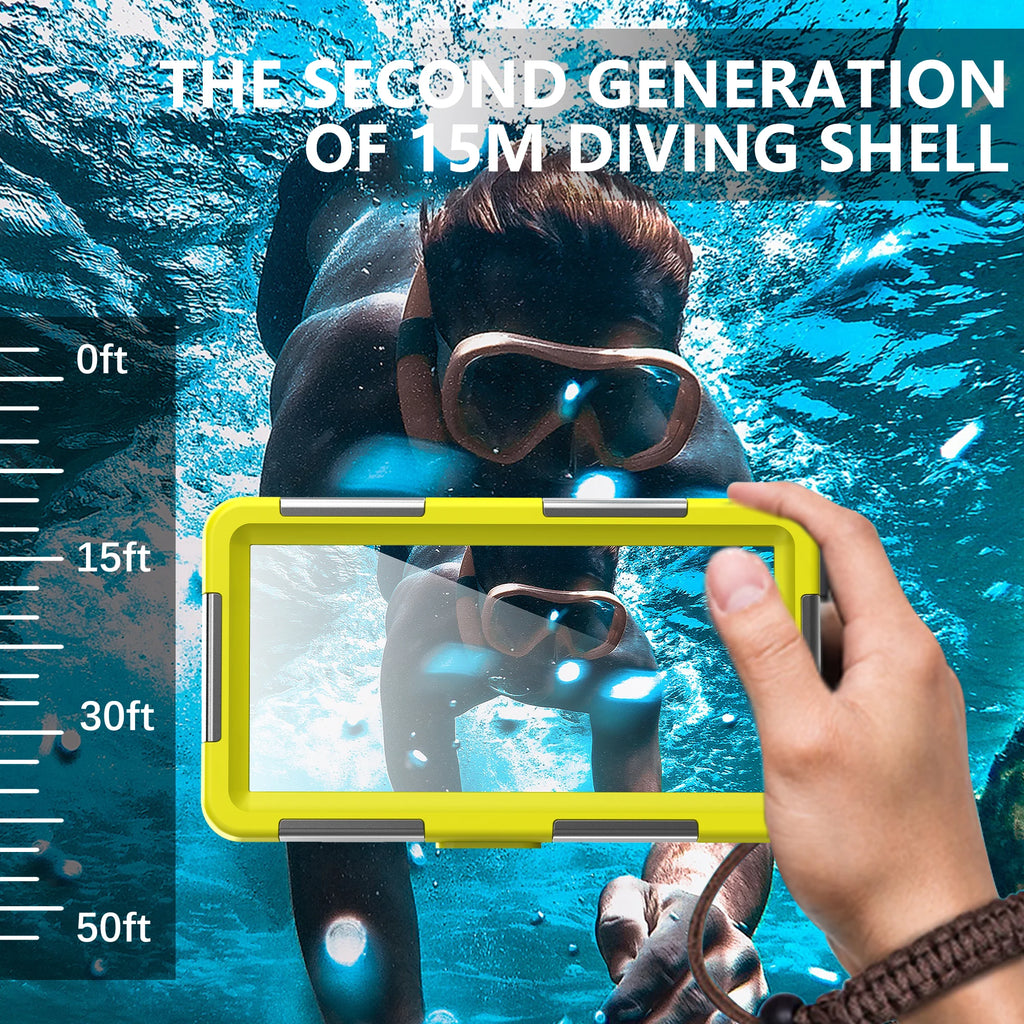 Multi-Functional, Durable, Waterproof, 15m/50ft, Universal 6.9 Inch Waterproof Phone Case, IP68, Professional Diving Photography