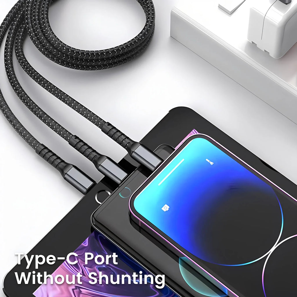 3 In 1 100W Transparent Pilot Lamp Super Fast Charging Cable Universal with TypeC Usb Micro for Iphone Huawei 1.2/2M Data Cable