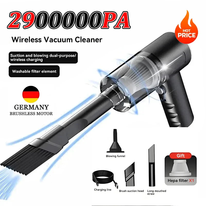 2900000 PA Car Vacuum Cleaner Powerful 4 In1 Clean Machine USB Rechargeable Wireless Blowing Suction Portable Vacuum Cleaner