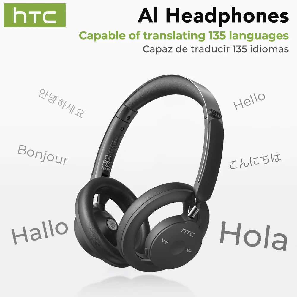HTC HP06 Bluetooth V6.0 Wireless Open-Ear Headphones Foldable Punchy Bass Headset for PC Laptop Phone TV Lightweight Hollow Airy