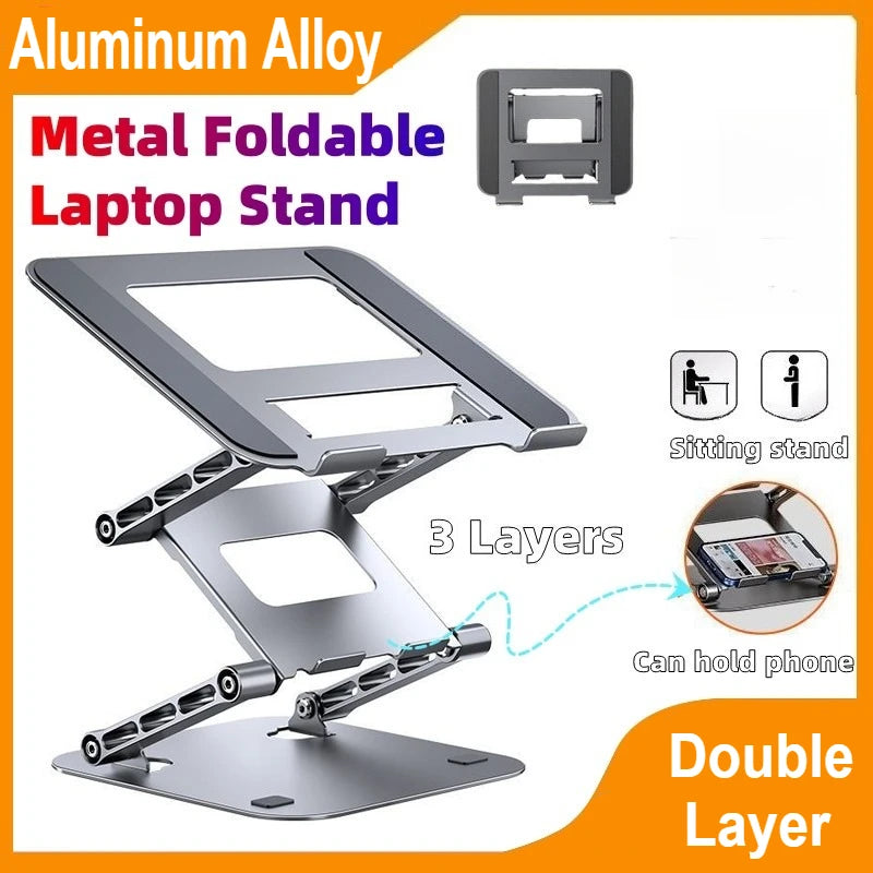 New Foldable Laptop Stand 3 Layer Adjustable Height Metal Notebook Stand Tablet Stand for Laptops/tablets/mobile Phones