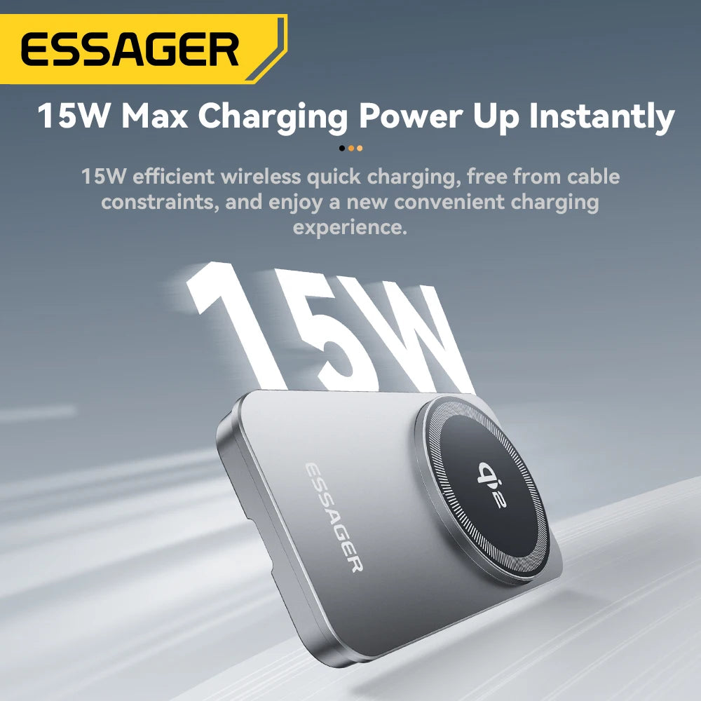 Essager 2-in-1 Wireless Charger Qi2 15W Magnetic Wireless Charging Stand For iPhone 17 16 15 14 Pro AirPods iWatch 8 9 Charger