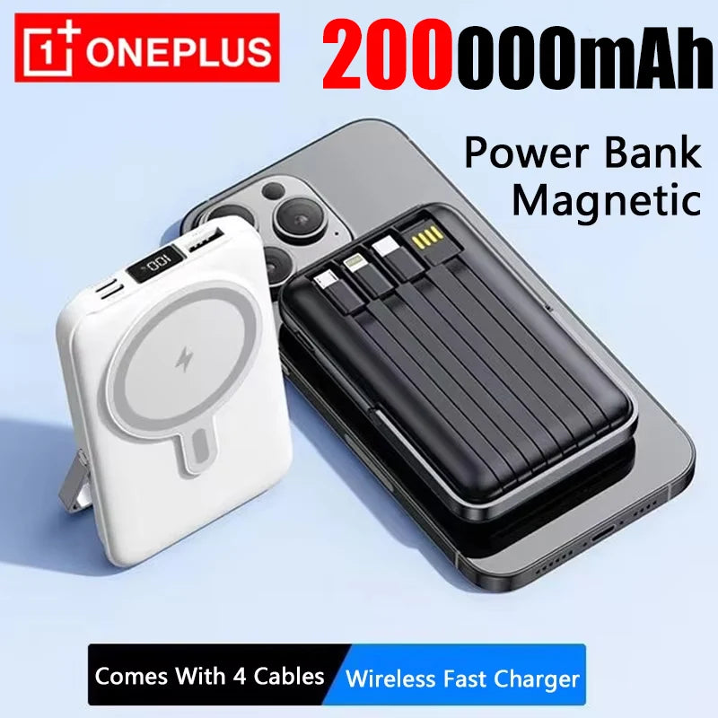 OnePlus Power Bank 200000mAh Portable Auxiliary Spare External Magnetic Battery Pack Wireless Charger For iPhone Xiaomi