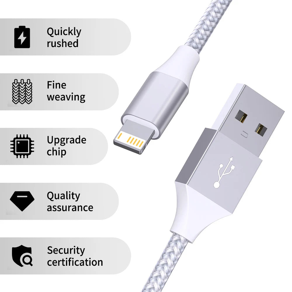 5Packs USB To Lightning Cable For IPhone14 13 12 11 Pro Max X XS XR 12W Fast Charging Cable Data Wire Cord USB C Cable For iPhon