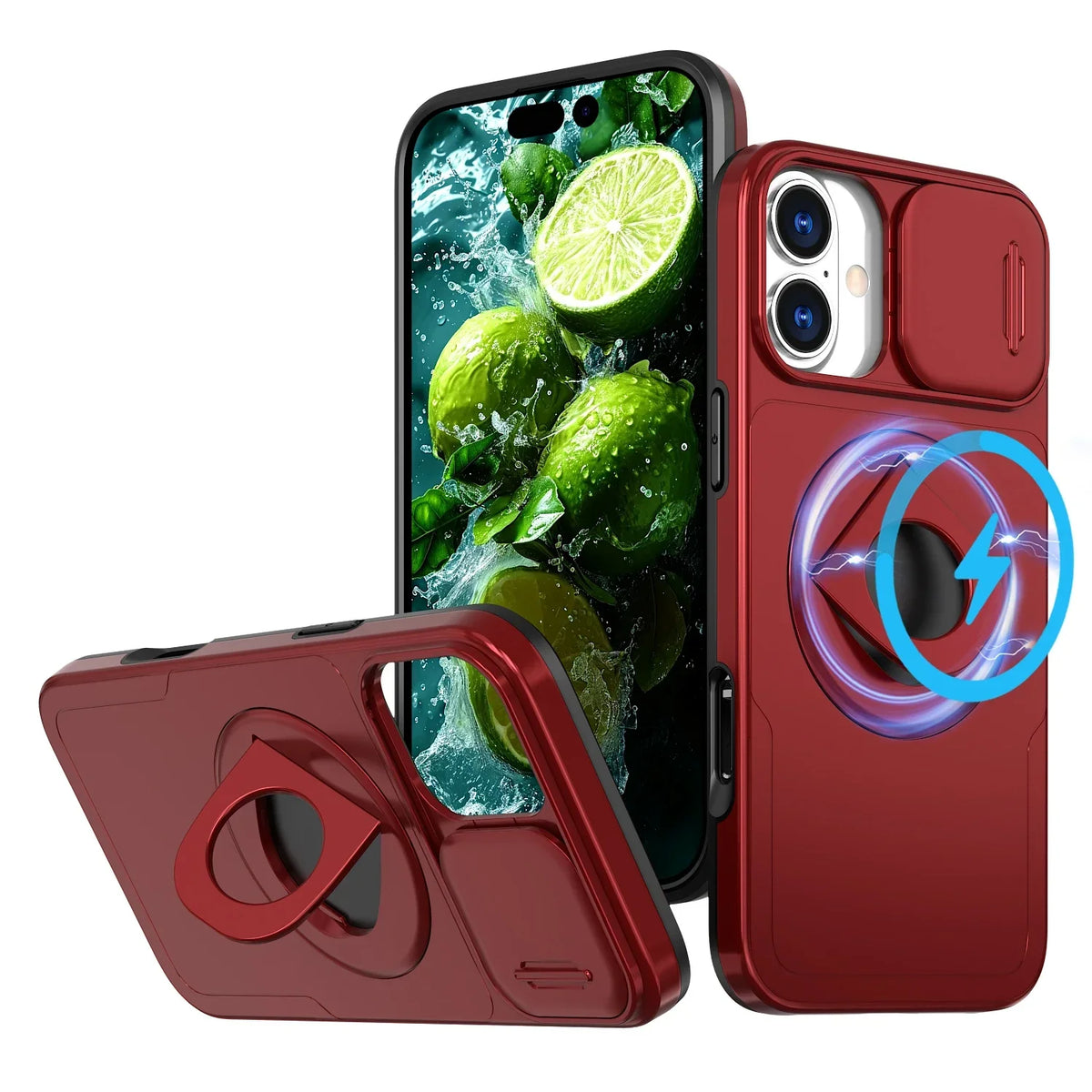 Shockproof Heavy Duty Armor 2N1 Phone Case for IPhone 16 Pro Max 15 14 13 Magnetic 360° Ring Holder Stand Bumper Otter Cover Box