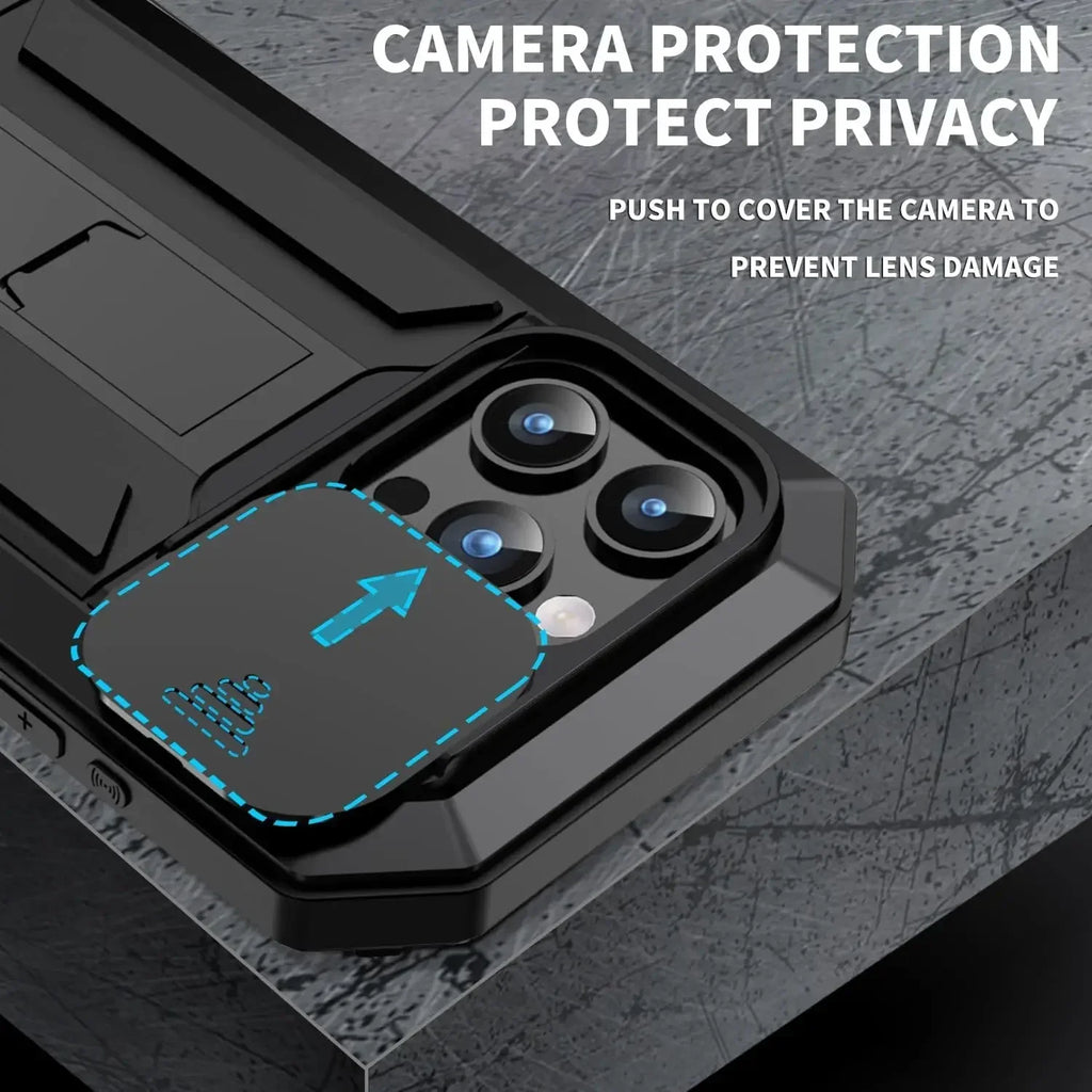 Heavy Duty Rugged Metal Case for iPhone, Case for iPhone 17 16 15 14, 13 Pro Max, Screw Military Shockproof Cover with Screen Ca