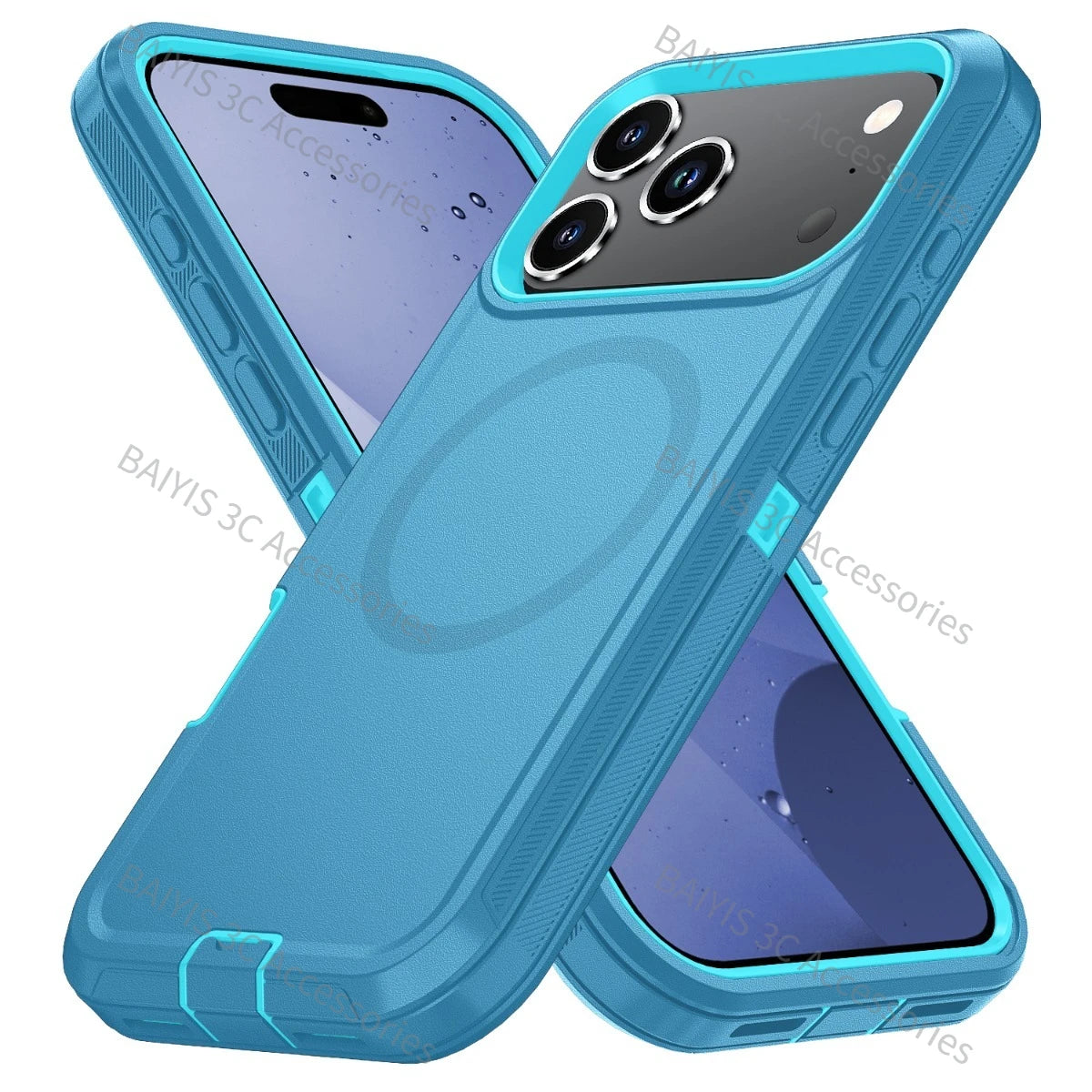 Heavy Duty Hybrid Defender 3-Layer Phone Case for iPhone 13 14 17 18 Pro Max 16 15 Plus Air for Magsafe Rugged Armor Cover Funda