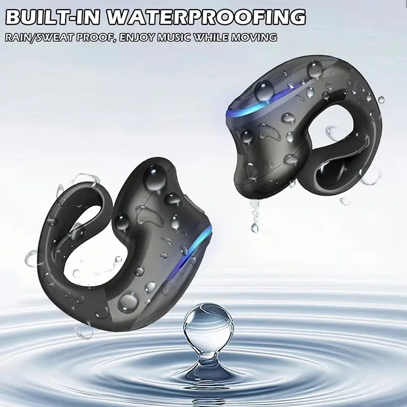 Wireless Bluetooth 5.3 Headset Talking Clip-On Earphone Long Time Wear Ultra Long Battery Life Headphones For iPhone Huawei OPPO