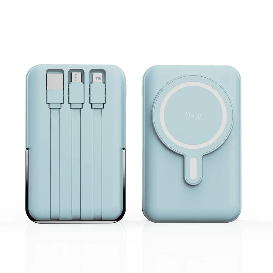 10000mAh Wireless Magnetic Power Bank Portable 22.5W Fast Charging For All Smartphones Mobile Power with Back Clip and Bracket Desktop Charger