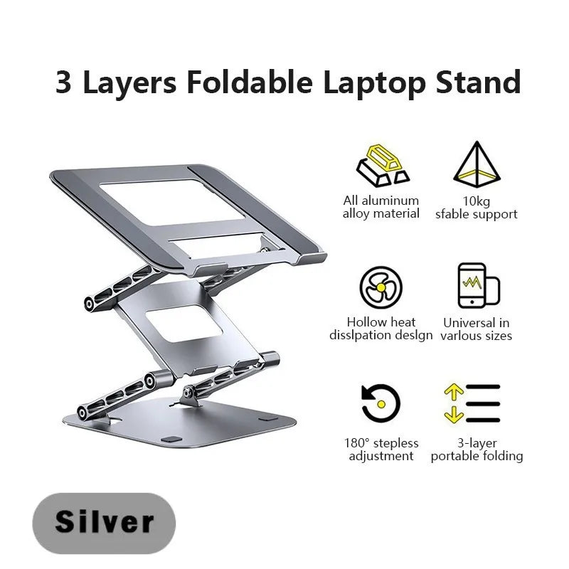 New Foldable Laptop Stand 3 Layer Adjustable Height Metal Notebook Stand Tablet Stand for Laptops/tablets/mobile Phones