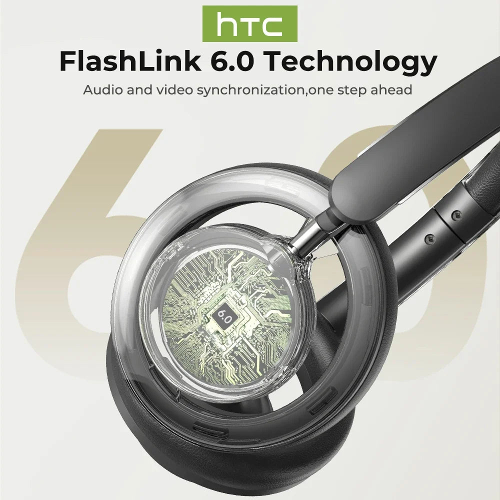 HTC HP06 Bluetooth V6.0 Wireless Open-Ear Headphones Foldable Punchy Bass Headset for PC Laptop Phone TV Lightweight Hollow Airy