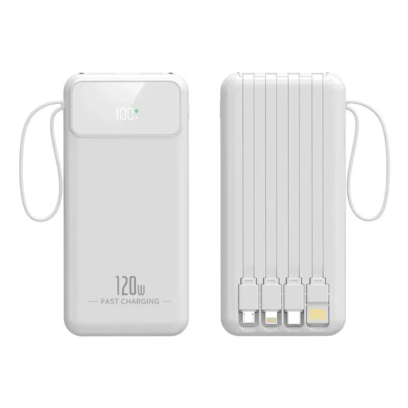 Power Bank 20000mAh 5V Portable Charger with Built-in Charging Cable for Universal Devices Travel Emergency Backup