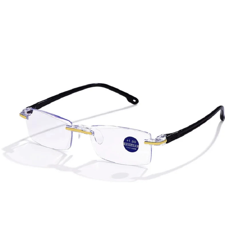 1Pcs Rimless Reading Glasses For Men Women Retro Square Ultralight Anti Blue Light Eyewear Presbyopia Optical Eyeglasses
