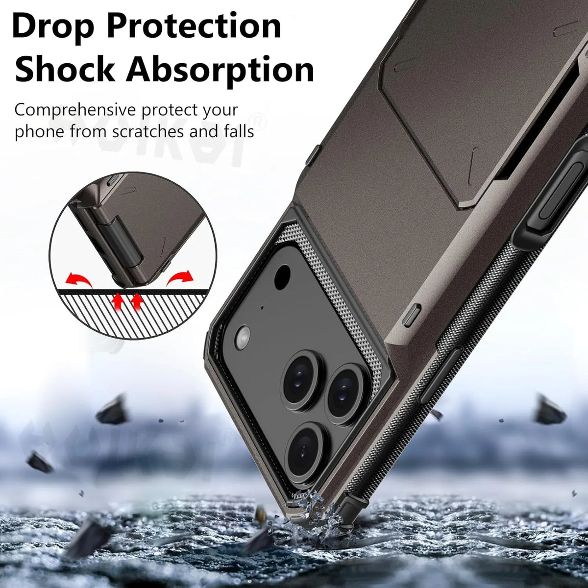 Card Holder Case For iPhone 18 Pro Max 17e 17 Pro Max 16 15 14 13 Heavy Duty Wallet Hidden Flip Slot Protective Hard Back Cover