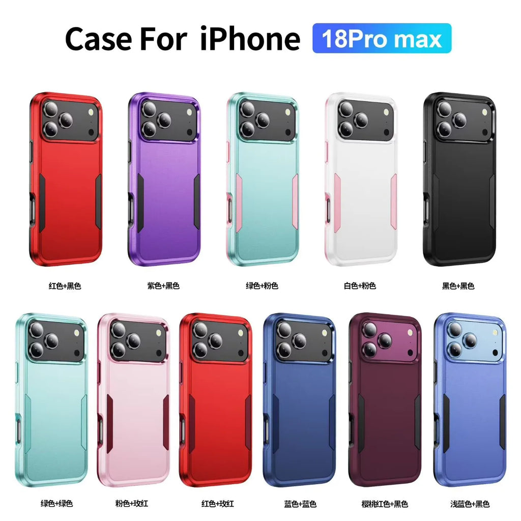 Heavy Duty Armor Shockproof Phone Case for IPhone 18 Promax 17 Air 16 15 14 Plus 13 12 11 Pro Max Hard PC Protector Back Cover