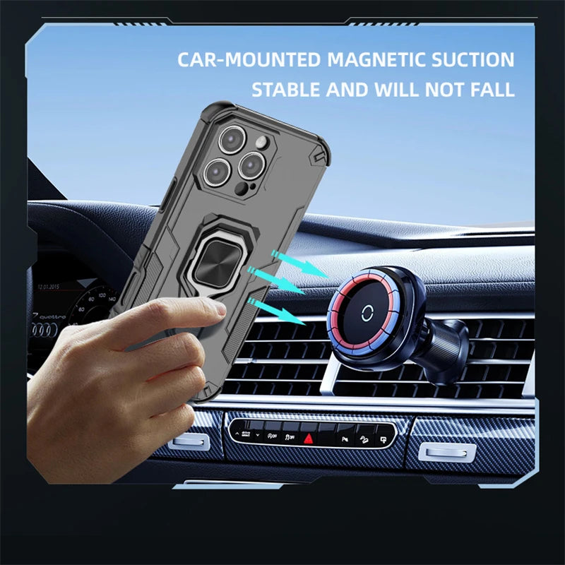 Heavy Armor Case For Honor 600 Magnetic Suction Stand Phone Holder Back Cover Honor 600 Pro Case For Honor 600 Case 6.57 inch