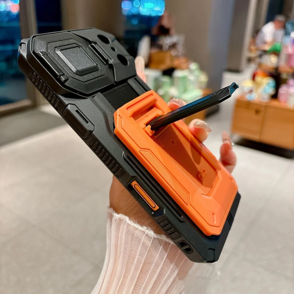 Phone Case For iPhone 17 16 15 14 13 Pro Max Plus Heavy Duty Protection With Sliding Camera Cover And Card Clip Cover Shockproof