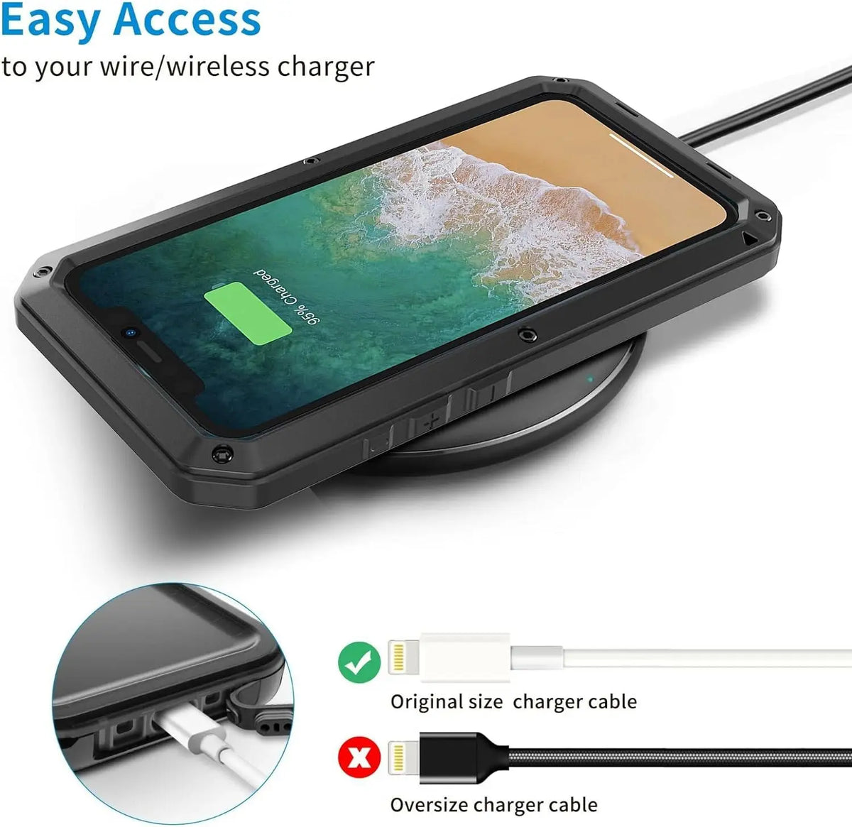 For iPhone 16 15 14 13 12 11 Pro Max X XR 8 7 Plus Aluminum Metal Tank Case Heavy Duty Shockproof Rugged Armor Cover Screen Film