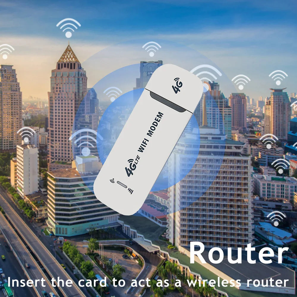 150Mbps 4G LTE USB WiFi Dongle Sim Card Wireless Modem Stick Portable Mobile Broadband Router Adapter for Home Office Travel Use