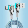Fast Charging Cable 180 Degree Elbow Rotation USB A to Type C Cable with Light Zinc Alloy Braided Data Cable USB Micro Charger