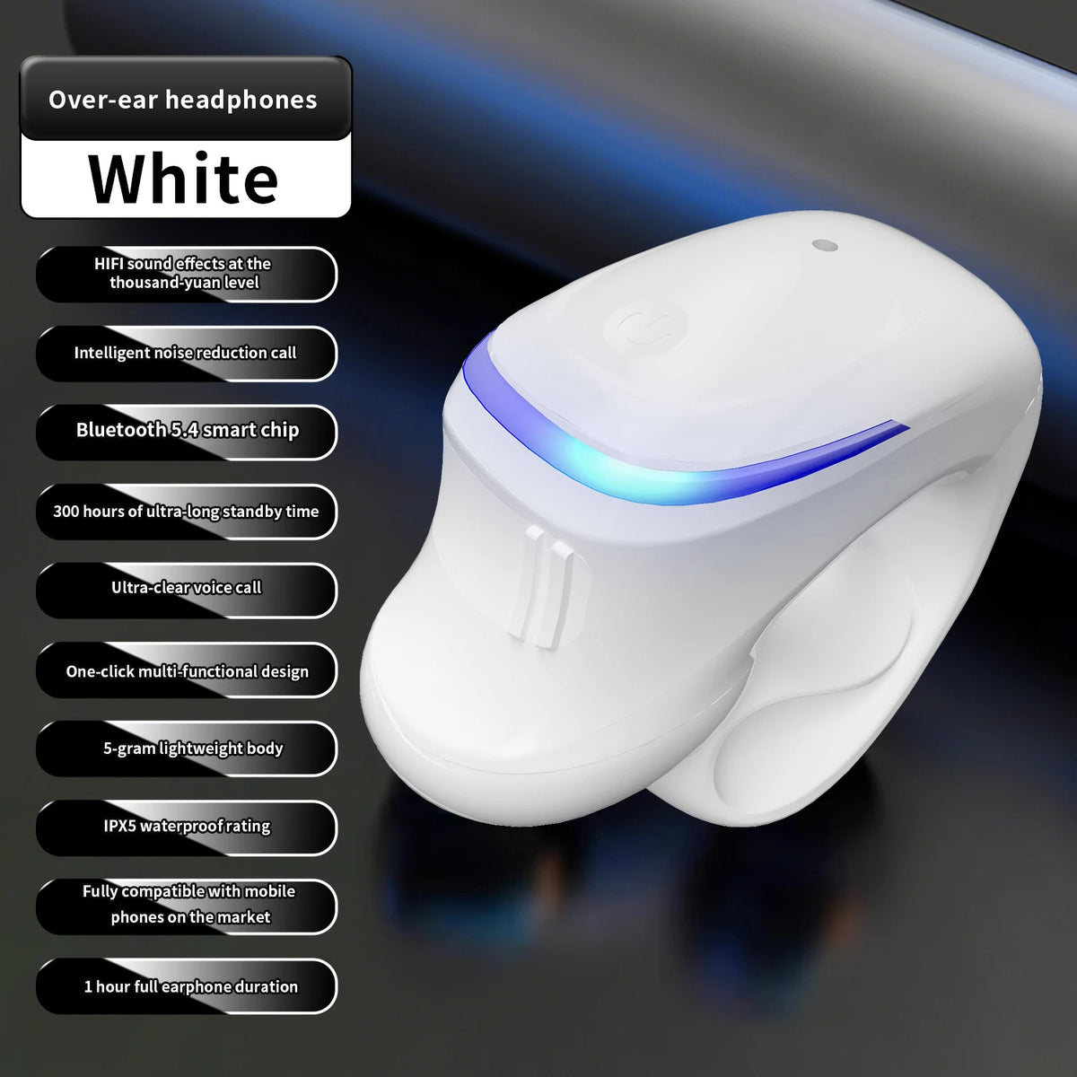Wireless Bluetooth 5.3 Headset Talking Clip-On Earphone Long Time Wear Ultra Long Battery Life Headphones For iPhone Huawei OPPO