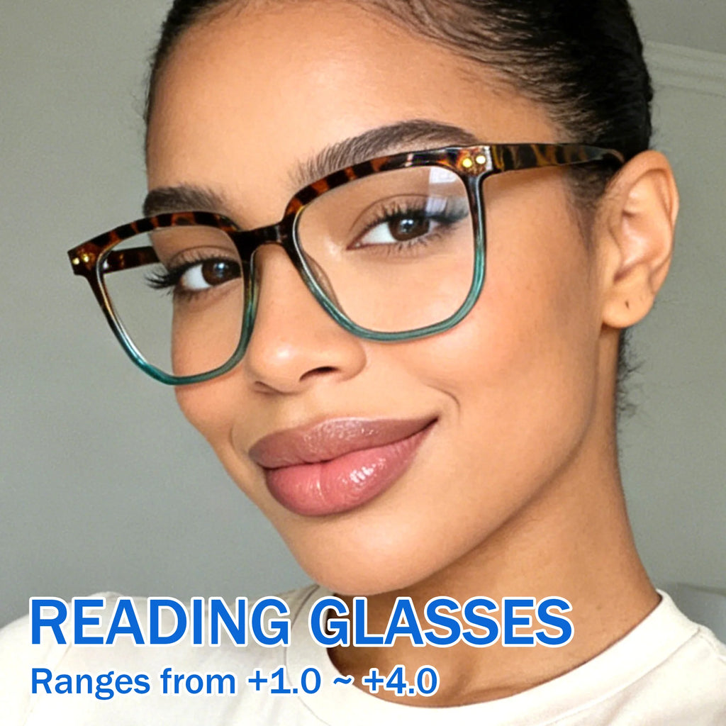 Large Square Reading Glasses , Fashionable Reading Glasses, Classic Reading Glasses for Women and Men To Read Books +1.0 To +4.0