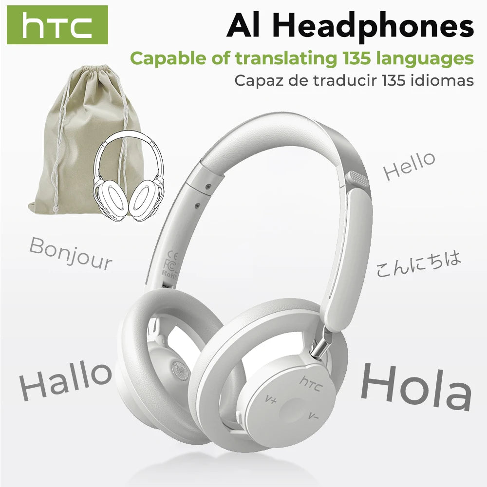 HTC HP06 Bluetooth V6.0 Wireless Open-Ear Headphones Foldable Punchy Bass Headset for PC Laptop Phone TV Lightweight Hollow Airy