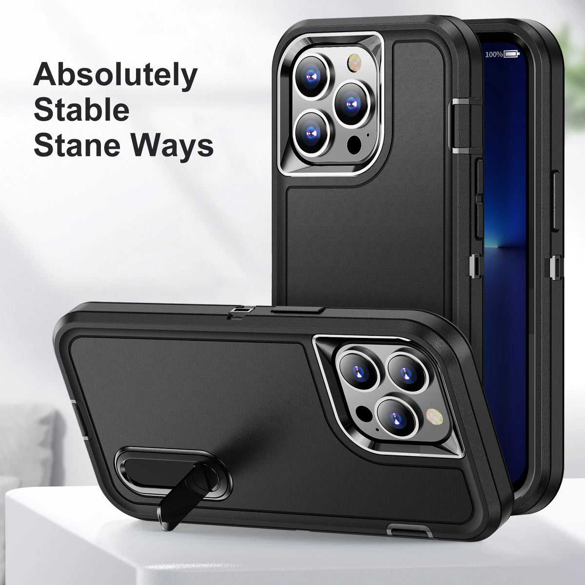 PKCASE Heavy Armor Shockproof Case For iPhone 18 17 Air 16 15 14 Plus 13 12 11 Pro Max Bracket Phone Cover For iPhone 16e