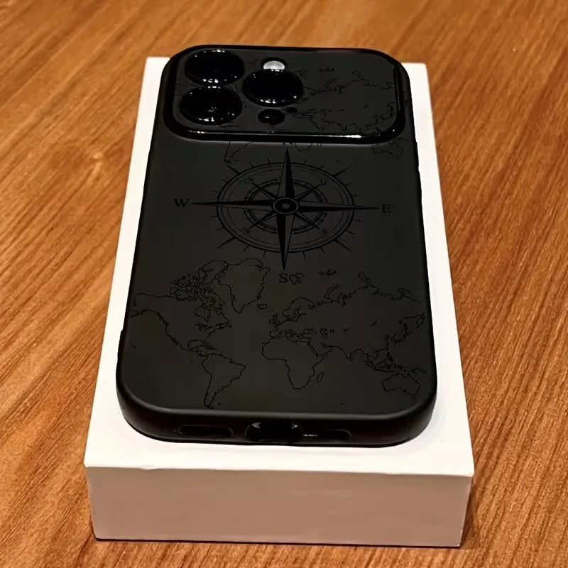 Creative Compass Phone Case For iPhone 17 16 15 11 12 14 13 Pro Max Mini XS X XR 7 Plus 17E Air Shockproof Silicone Cover Fundas