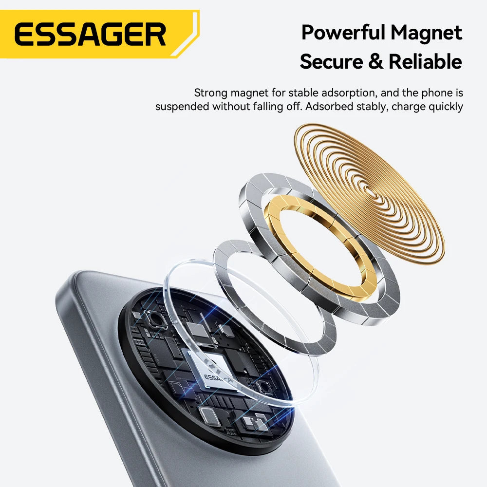 ESSAGER 15W 3-in-1 Magnetic Wireless Charging Station Foldable Phone Stand Charger for iPhone AirPods Watch Fast Charging Holder