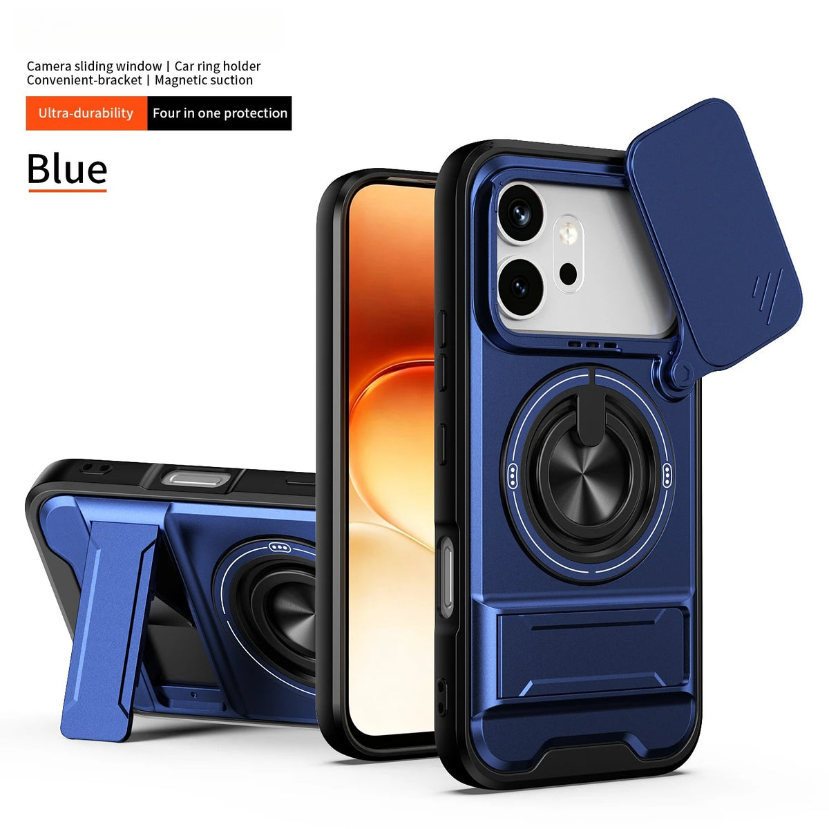 For Honor 600/Honor 600 Pro Armored hard shell 360°rotating magnetic ring holder phone case protective cover
