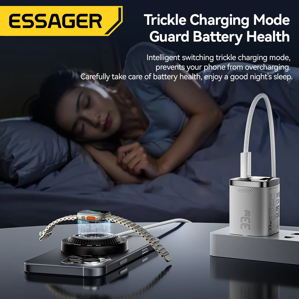 Essager 2-in-1 Magnetic Wireless Charger 15W With Holder Portable Fast Charging For iPhone 16 15 14 Pro Max iWatch Huawei Xiaomi