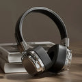 Retro Leather Over-ear Headphones Wireless Bluetooth 5.3 Foldable Noise Cancelling Stereo Music Headset With Cable For Phone PC