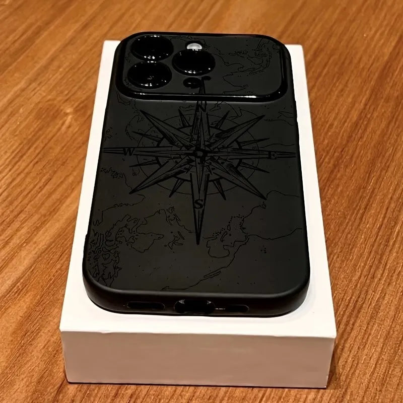 Creative Compass Phone Case For iPhone 17 16 15 11 12 14 13 Pro Max Mini XS X XR 7 Plus 17E Air Shockproof Silicone Cover Fundas