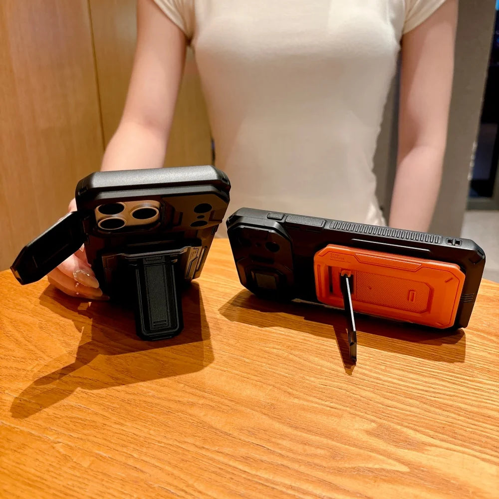Phone Case For iPhone 17 16 15 14 13 Pro Max Plus Heavy Duty Protection With Sliding Camera Cover And Card Clip Cover Shockproof