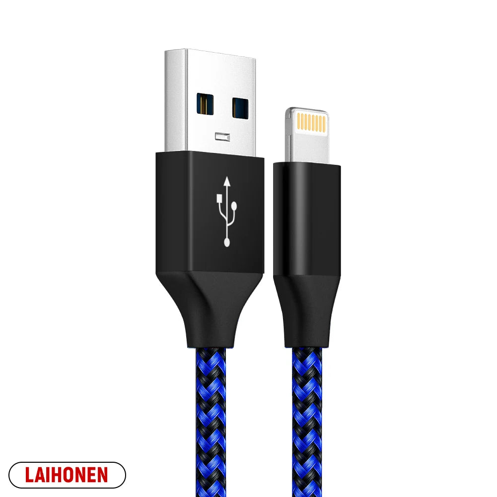 LAIHONEN USB Cable For iPhone 5 6 7 8 Plus X XS XR 11 12 13 14 Pro Max SE 1m 2m 3m Long  Short iOS Data Charger Cord Fast Charge