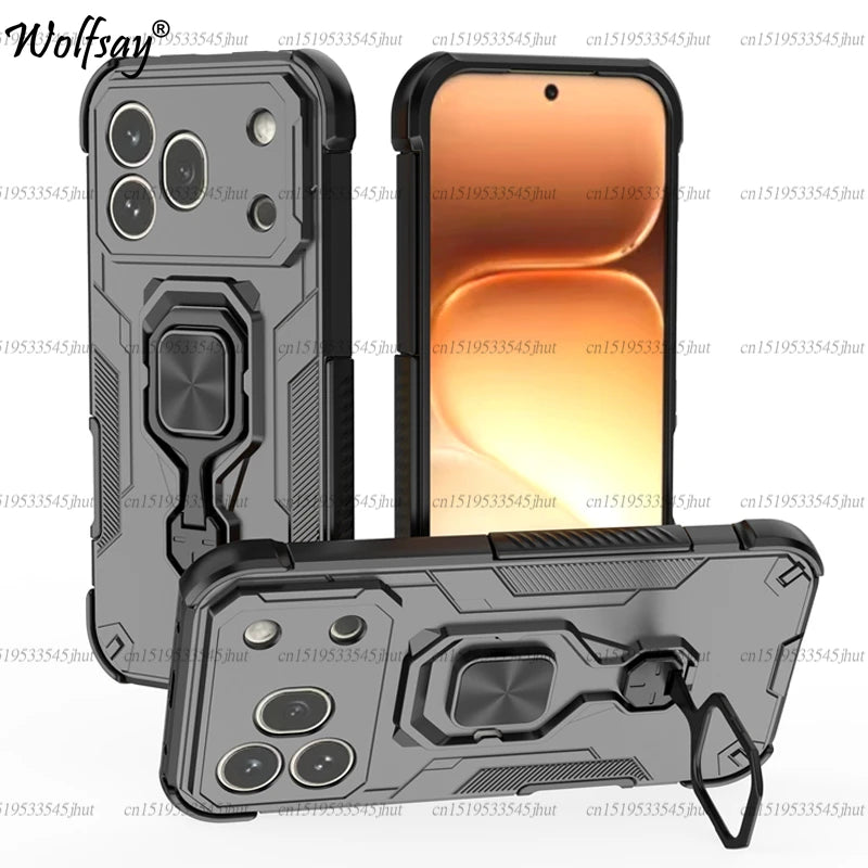 Heavy Armor Case For Honor 600 Magnetic Suction Stand Phone Holder Back Cover Honor 600 Pro Case For Honor 600 Case 6.57 inch
