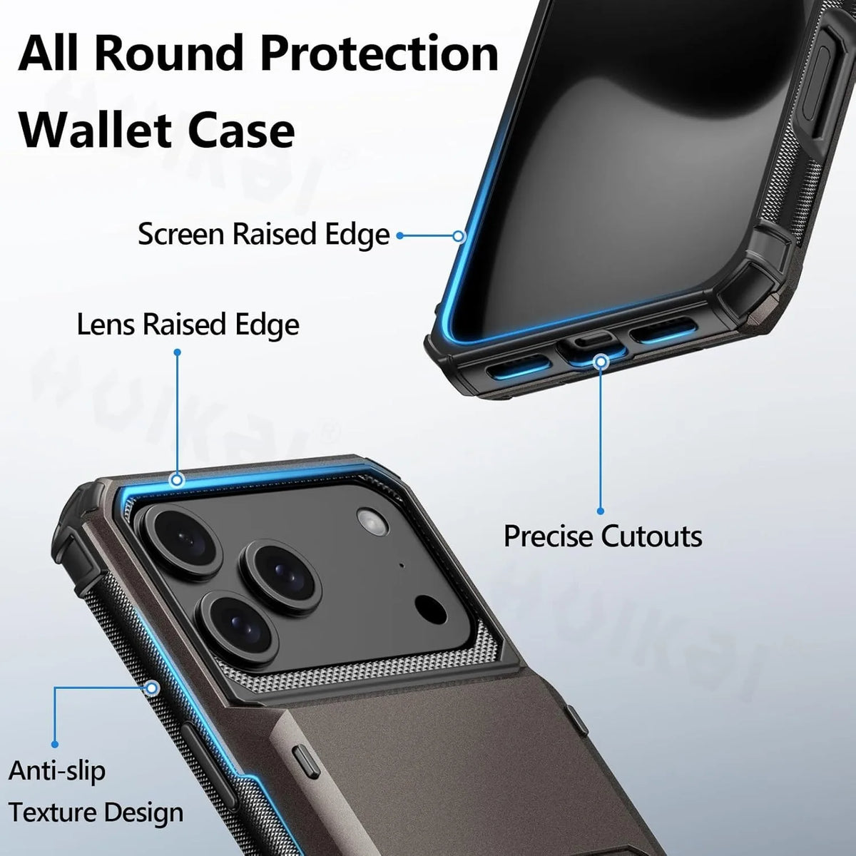 Card Holder Case For iPhone 18 Pro Max 17e 17 Pro Max 16 15 14 13 Heavy Duty Wallet Hidden Flip Slot Protective Hard Back Cover