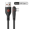 90° Elbow Type-C USB Fast Charging Cable For iPhone 15 16 17 Pro Xiaomi Redmi POCO Huawei Honor Quick Charge Nylon Braided Cable