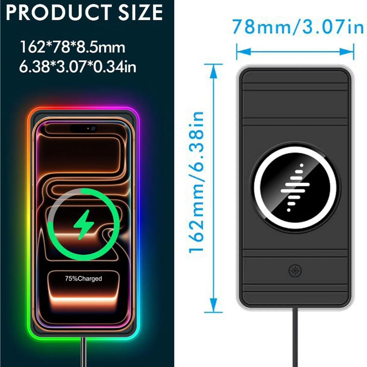 15W Magnetic Wireless Car Charger Pad RGB Pad for Magsafe Wireless Charger for iPhone17 16 15 14 13 12 11 Pro Max Fast Charging