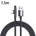 Type C Charging Cable 90 Degree Right Angle Braided Wire 100W Super Fast Charging Wear Resistant Data Cable For Mobile Gaming