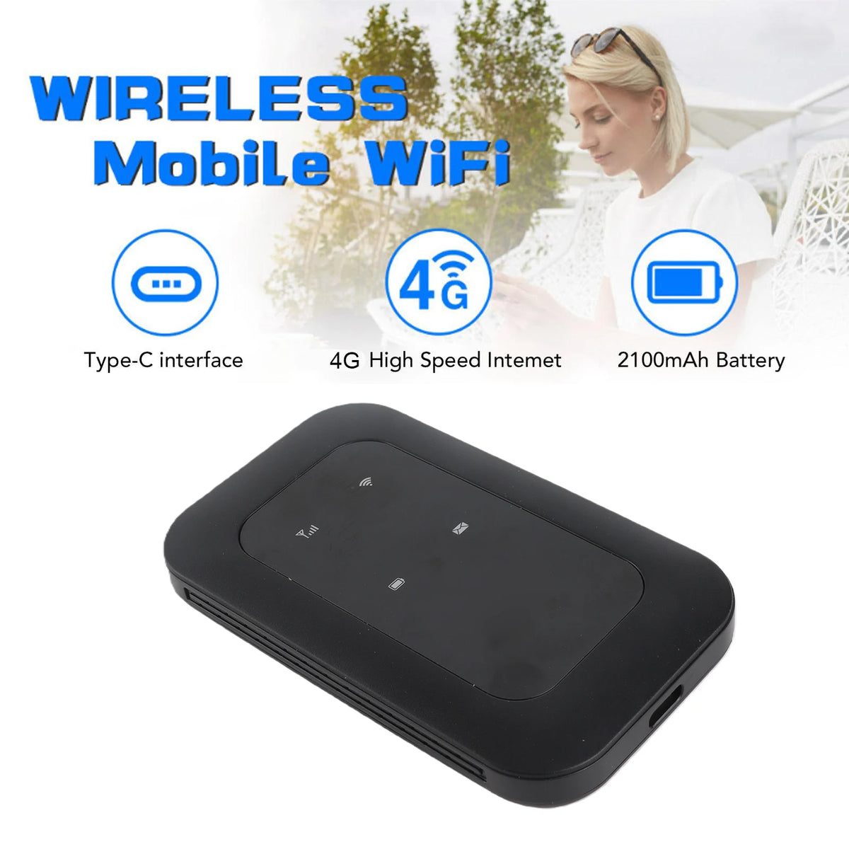 Mobile 4G 5G Router Mobile WiFi Router Supports 10 Connected Devices SIM Card Slot 300Mbps High Speed Portable for Business