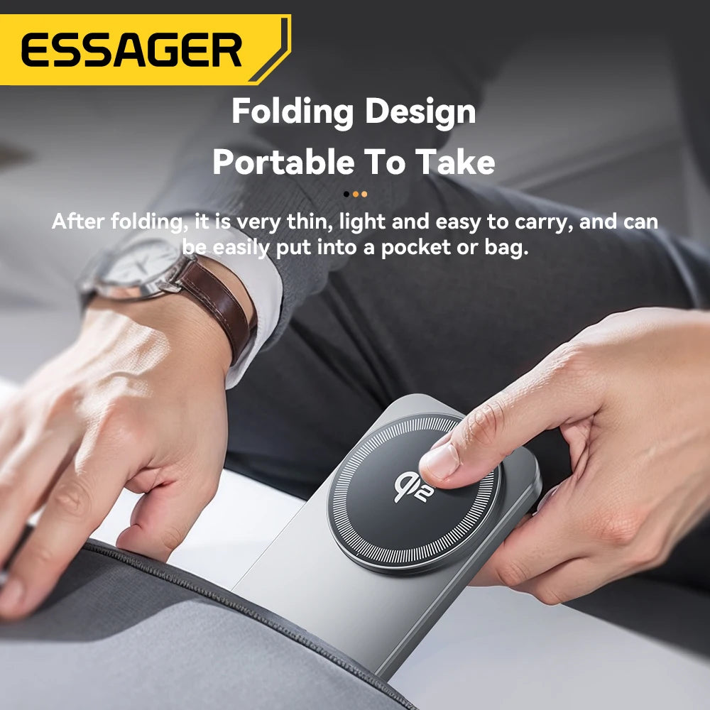 Essager 2-in-1 Wireless Charger Qi2 15W Magnetic Wireless Charging Stand For iPhone 17 16 15 14 Pro AirPods iWatch 8 9 Charger