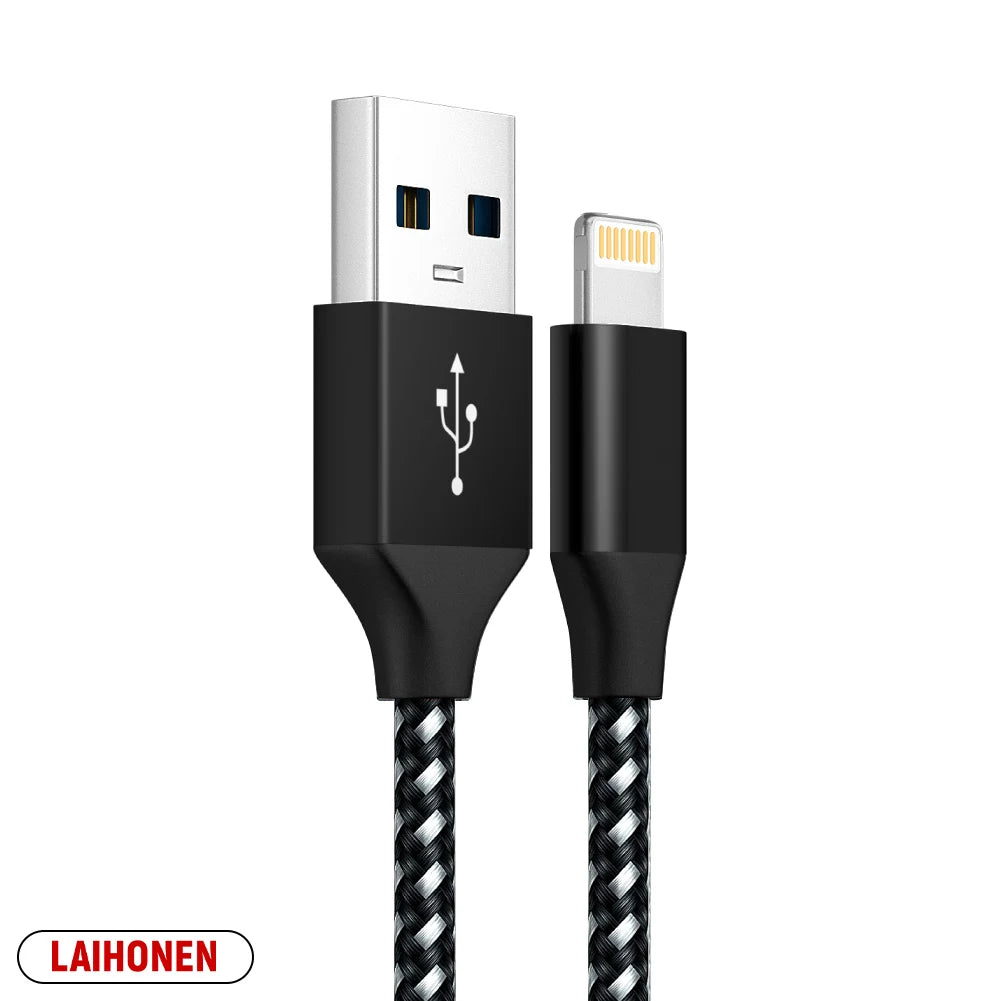 LAIHONEN USB Cable For iPhone 5 6 7 8 Plus X XS XR 11 12 13 14 Pro Max SE 1m 2m 3m Long  Short iOS Data Charger Cord Fast Charge