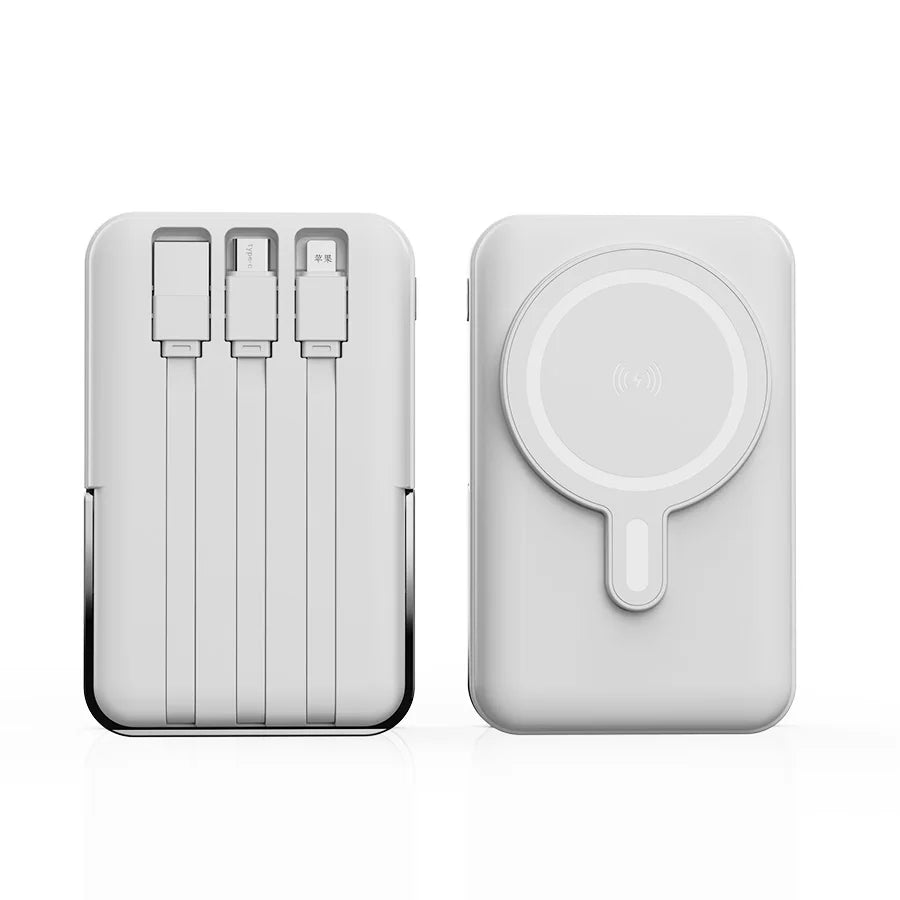 10000mAh Wireless Magnetic Power Bank Portable 22.5W Fast Charging For All Smartphones Mobile Power with Back Clip and Bracket Desktop Charger