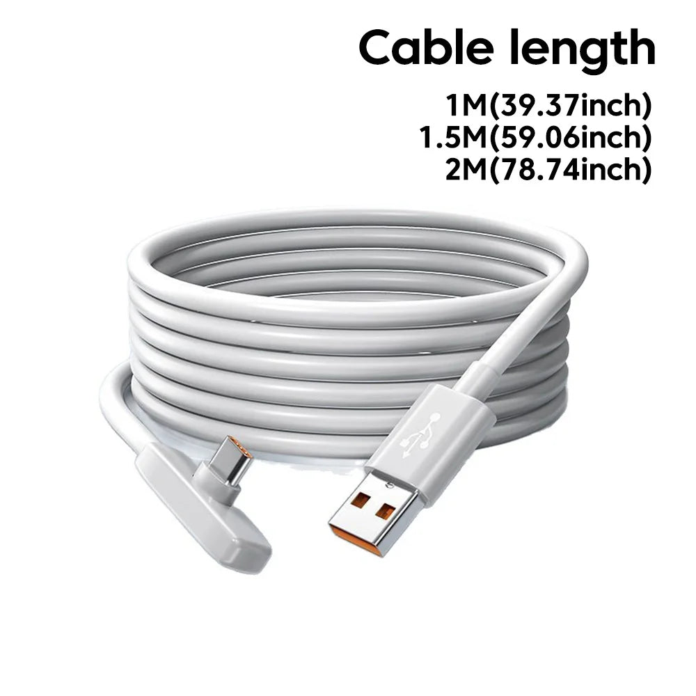 6A L-shaped 100W Fast Charging Data Cable Mobile Game Elbow USB A To Type C Cable High Speed Data Transfer USB Type C Cable