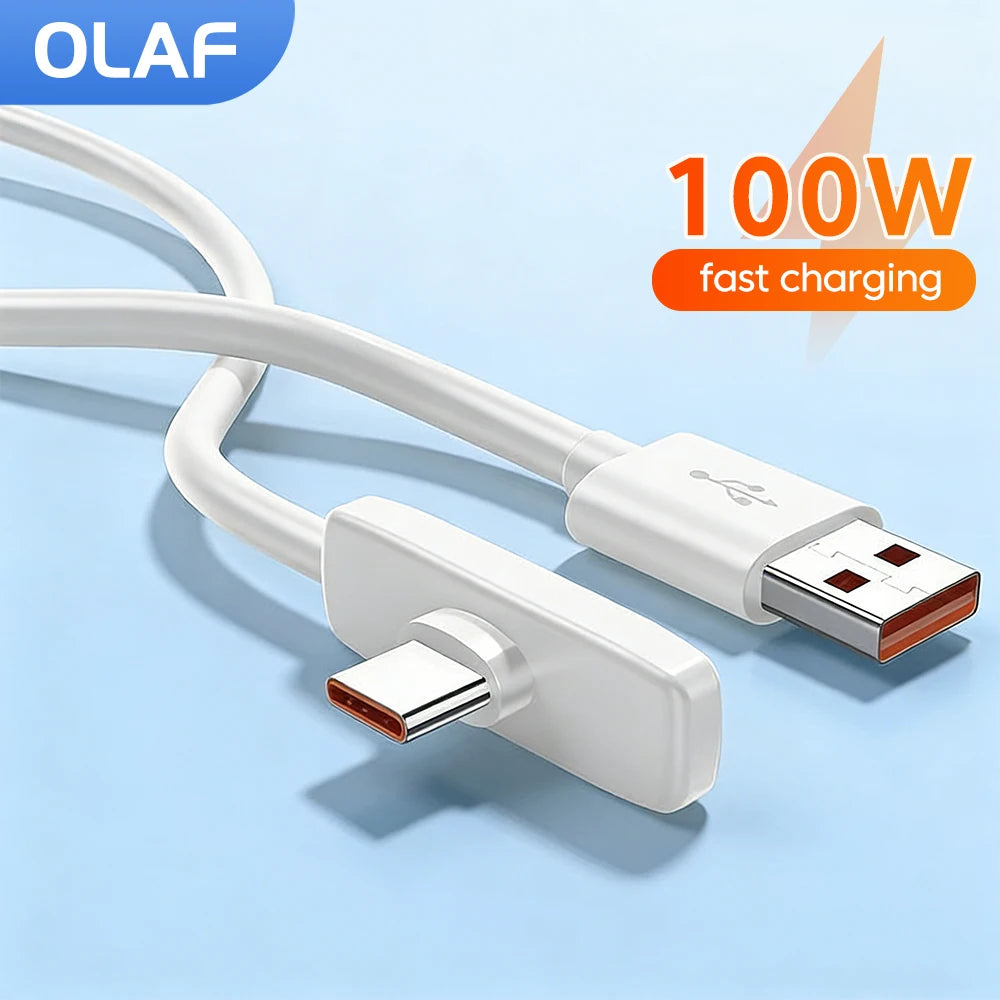 6A L-shaped 100W Fast Charging Data Cable Mobile Game Elbow USB A To Type C Cable High Speed Data Transfer USB Type C Cable