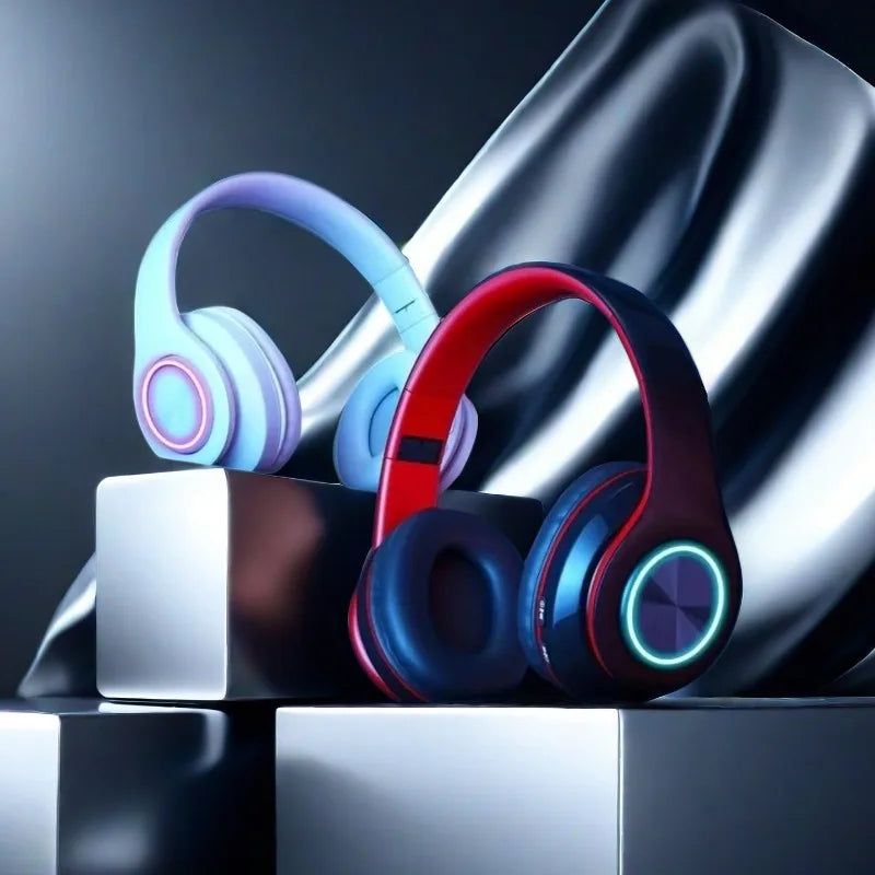 Bluetooth Headphones RGB Lighting Noise Cancellation Foldable Headsets Over Ear Stereo HIFI Sports Headset TF Music Player B39