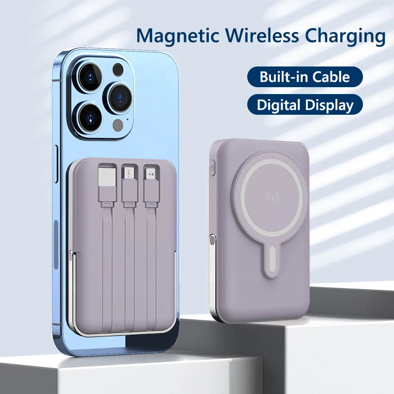10000mAh Wireless Magnetic Power Bank Portable 22.5W Fast Charging For All Smartphones Mobile Power with Back Clip and Bracket Desktop Charger