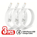 3PCS USB Fast Charging Cable For iPhone 6 6S 7 8 14 Plus X XR XS Max 11 12 13 Mini 14 Pro Max SE Rapid Charge USB Data Cables